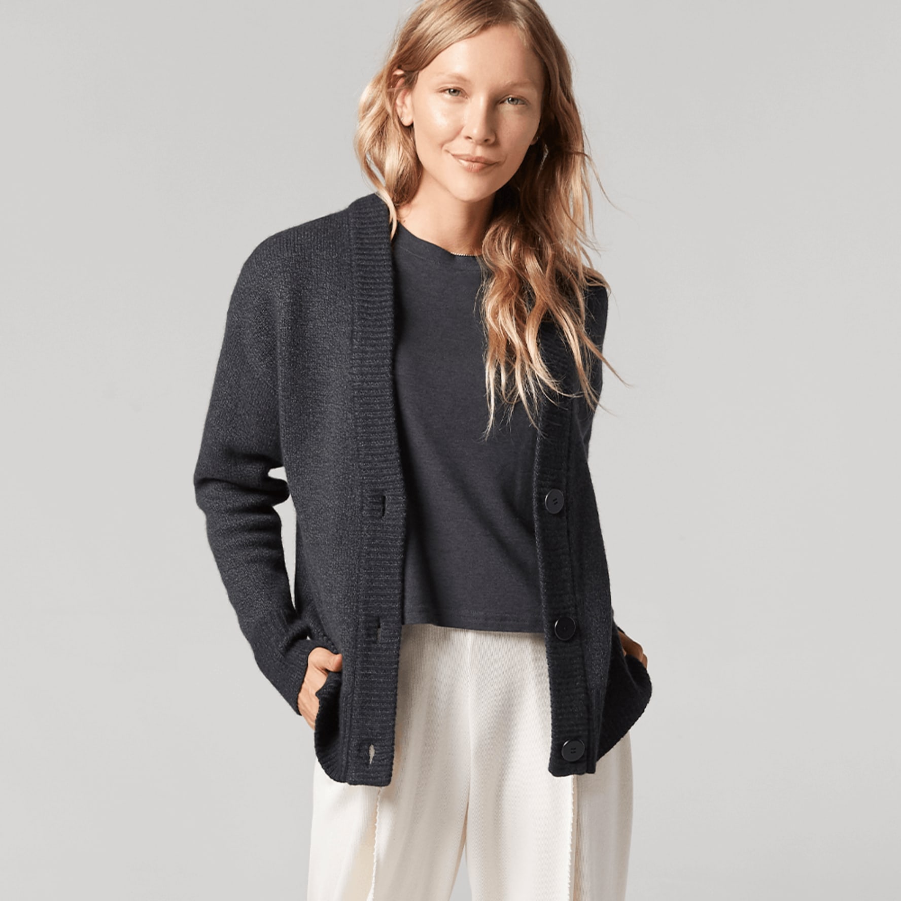 Women's Wool Cardi - Charcoal