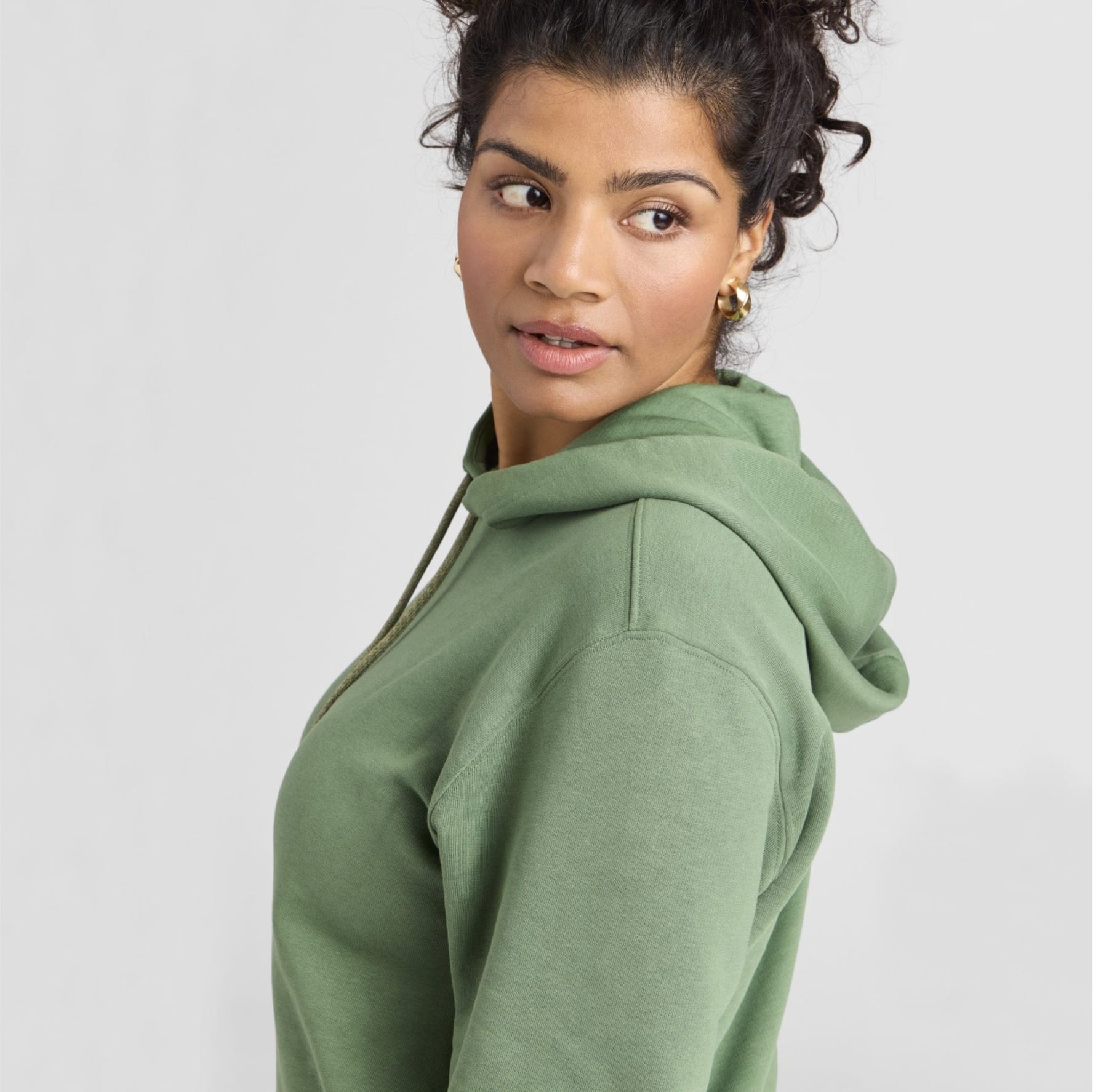 Womens olive green hoodie top