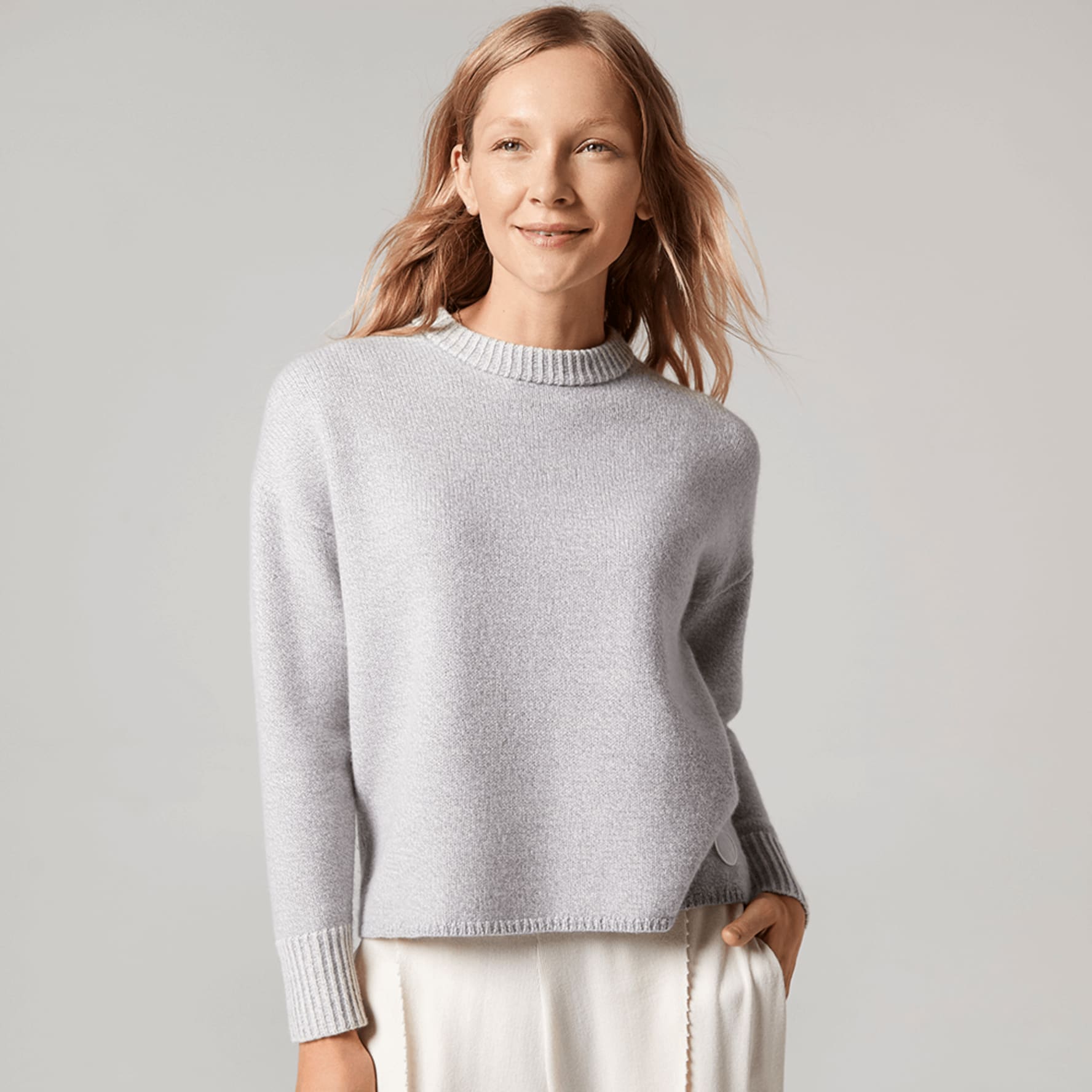 Grey wool jumper womens clearance