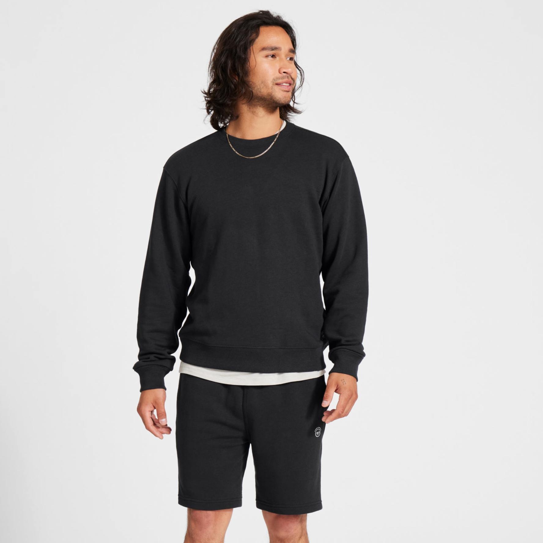 Black sweatshirt shorts sales
