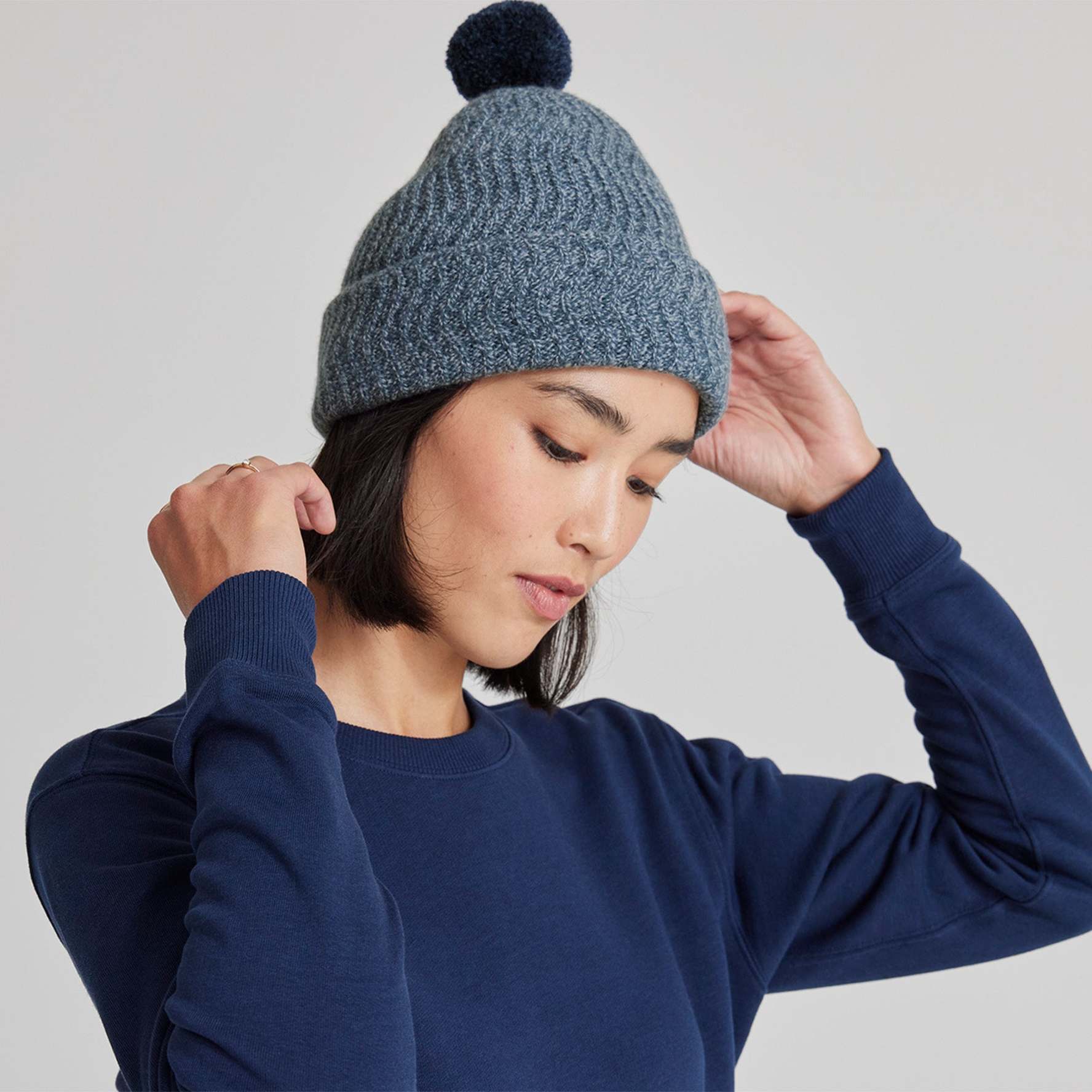 Beanie hat with large pom sale pom