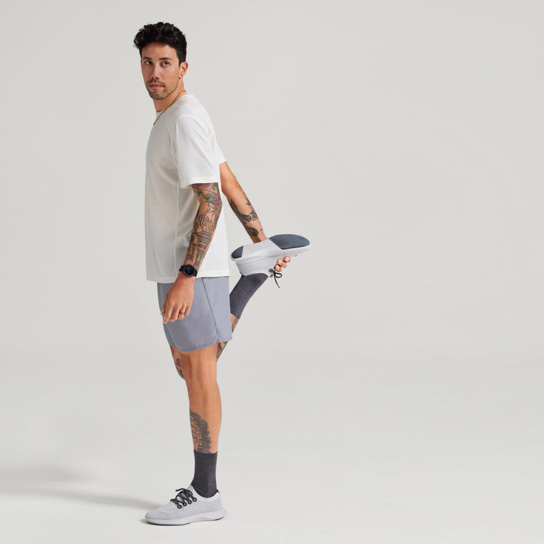 Allbirds with shorts top