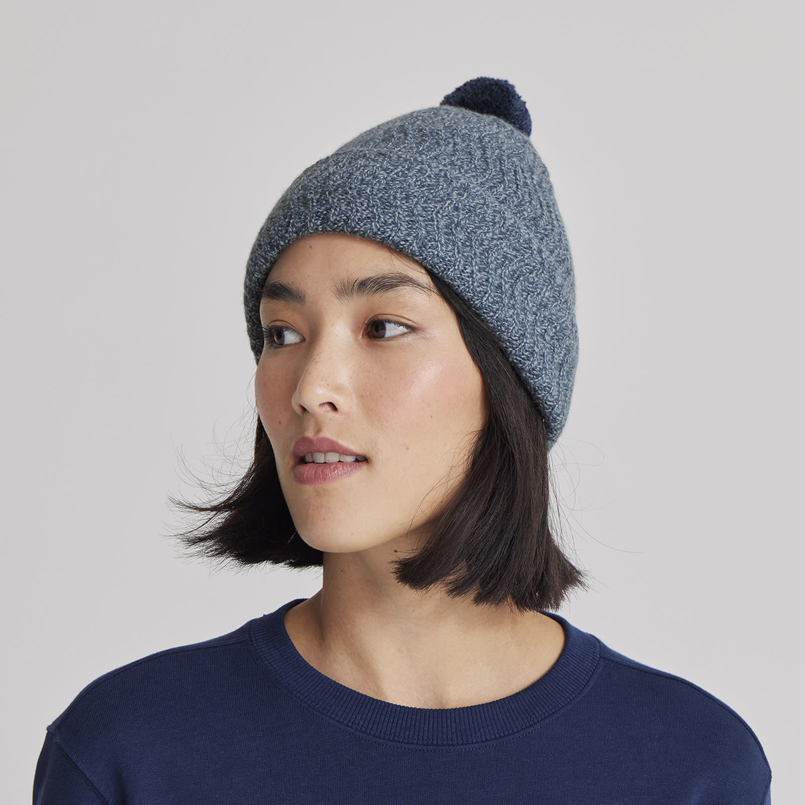 The Pom Beanie Charcoal Marl