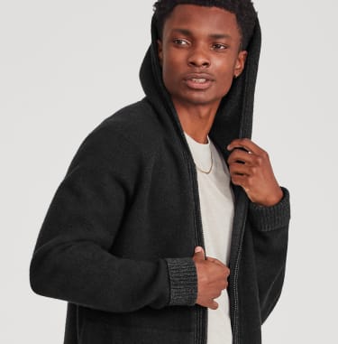 Men's Wool Hoodie - Natural Black