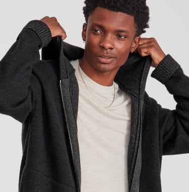 Men's Wool Hoodie - Natural Black