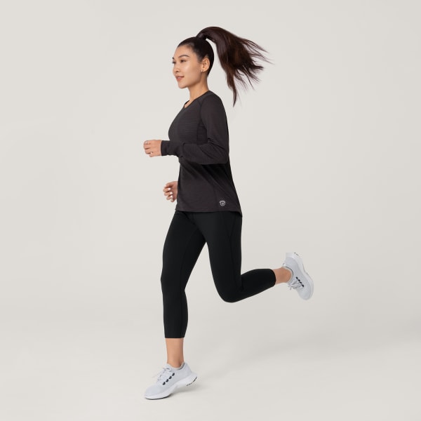 Women's Natural Run Long Sleeve Tee - Natural Black