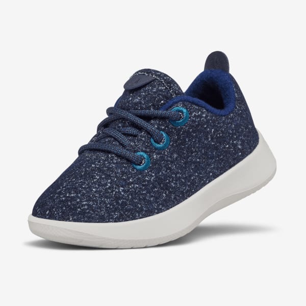 Smallbirds Wool Runners - Little Kids - Blue Depth (White Sole)
