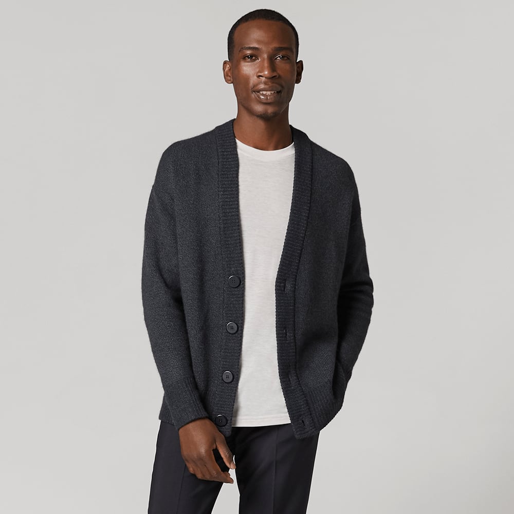 Grid On-Body Cardigan Natural Black Male