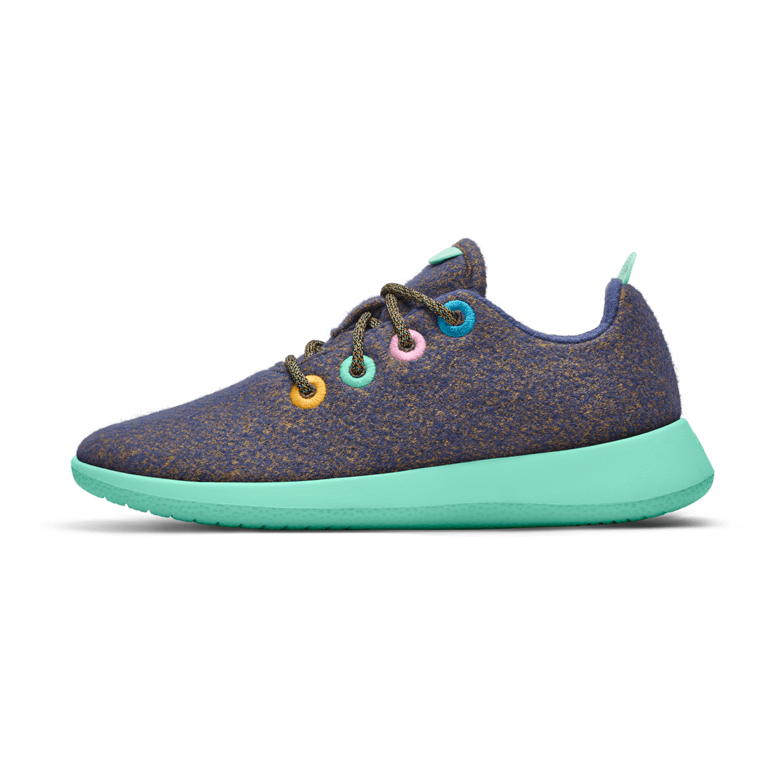 AB008GY Shoe Left Global Big Kids Wool Runner Wowza Blue Buoyant Mint