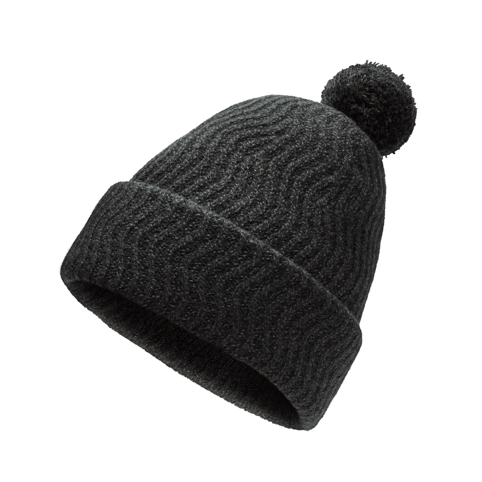 AF00040 BASICS FRONT GLOBAL POM BEANIE CHARCOAL MARL