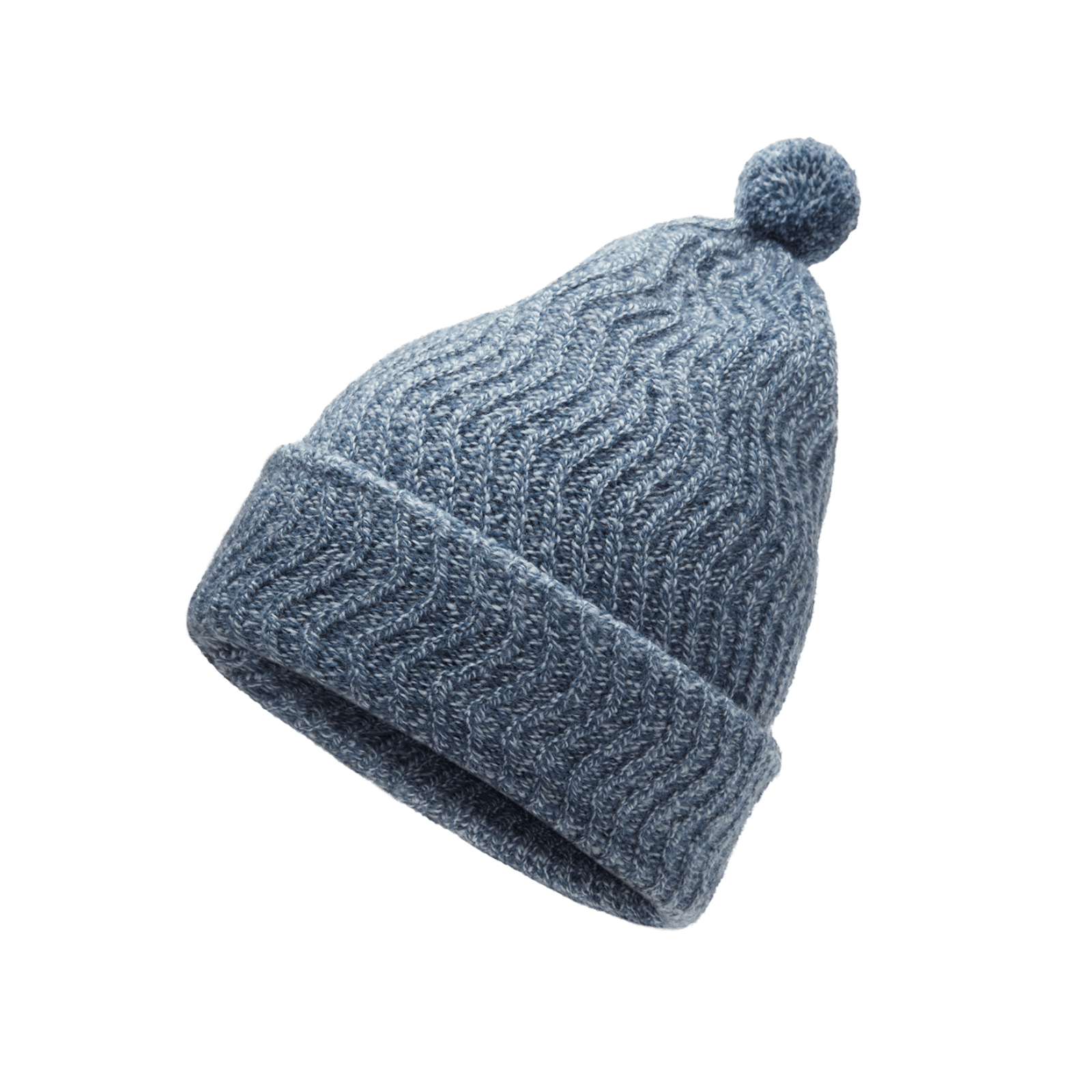 AF000OT BASICS FRONT GLOBAL SMALLBIRDS POM BEANIE BLUE GREY MARL