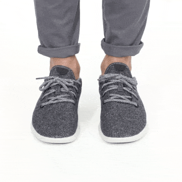 Animation of feet moving in Allbirds Wool Runners