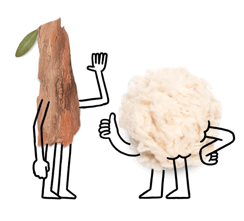 Tree and Wool mascots standing together